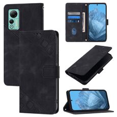 Custodia per telefono in pelle goffrata Skin Feel per Ulefone Note 14 (nera)