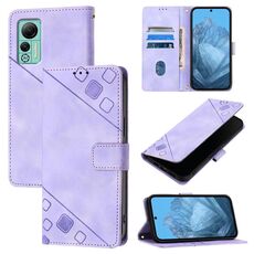 Custodia per telefono in pelle goffrata Skin Feel per Ulefone Note 14 (viola chiaro)