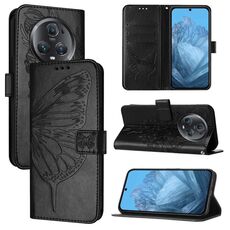 Custodia per telefono in pelle farfalla goffrata per Honor Magic5 Pro (nera)