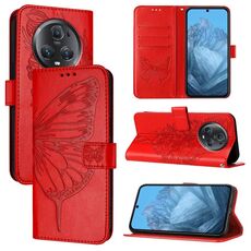 Custodia per telefono in pelle con farfalla goffrata per Honor Magic5 Pro (rossa)