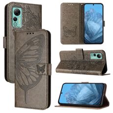 Custodia per telefono in pelle farfalla goffrata per Ulefone Note 14 (grigio)