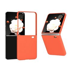 Custodia per telefono a copertura totale con sensazione di pelle smerigliata per PC 3 in 1 per Honor Magic V Flip (arancione)