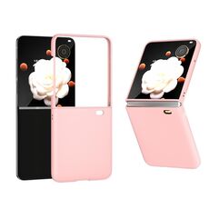 Custodia per telefono a copertura totale con sensazione di pelle smerigliata per PC 3 in 1 per Honor Magic V Flip (rosa)