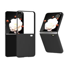 Custodia per telefono a copertura totale 3 in 1 per Honor Magic V Flip, effetto pelle smerigliata (nero)