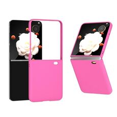 Custodia per telefono a copertura totale con sensazione di pelle smerigliata per PC 3 in 1 per Honor Magic V Flip (rosa rosso)