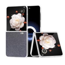 Per Honor Magic V Flip PC Custodia per telefono con polvere glitterata sfumata trasparente satinata (nero)