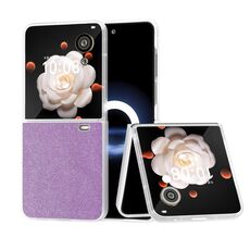 Custodia per telefono in polvere glitterata trasparente sfumata per Honor Magic V Flip PC (viola)