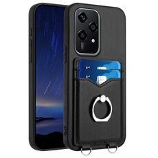 Per Honor 200 Lite Global R20 Custodia per telefono con porta carte ad anello (nera)