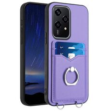 Custodia per telefono con porta carte ad anello Global R20 per Honor 200 Lite (viola)