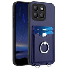 Custodia per telefono con supporto per carte ad anello For Honor X8b Global R20 (blu)