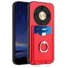 Custodia per telefono con supporto di carta ad anello per Honor X9b / Magic6 Lite R20 (rossa)