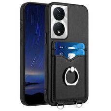 Custodia per telefono con porta carte ad anello per Honor X7b / Play 8T 5G R20 (nera)