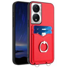 Custodia per telefono con porta carte ad anello per Honor X7b / Play 8T 5G R20 (rosso)