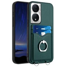 Custodia per telefono con porta carte ad anello per Honor X7b / Play 8T 5G R20 (verde)