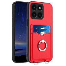 Custodia per telefono con supporto di carta ad anello Honor X6a Global R20 (rossa)