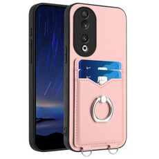 Custodia per telefono con porta carte ad anello per Honor 90 R20 (rosa)