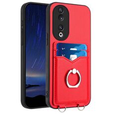 Custodia per telefono con porta carte ad anello per Honor 90 R20 (rossa)