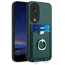 Custodia per telefono con porta carte ad anello per Honor 90 R20 (verde)