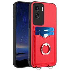 Custodia per telefono con supporto per carte ad anello per Honor X50i R20 (rosso)