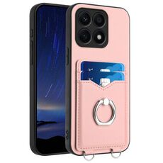 Custodia per telefono con supporto di carta ad anello per Honor X8a R20 (rosa)