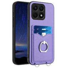 Custodia per telefono con porta carte ad anello per Honor X8a R20 (viola)