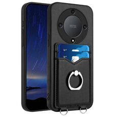 Custodia per telefono con supporto di carta ad anello per Honor X9a / Magic5 Lite R20 (nera)