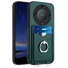 Custodia per telefono con supporto di carta ad anello per Honor X9a / Magic5 Lite R20 (verde)