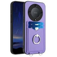 Custodia per telefono con supporto di carta ad anello per Honor X9a / Magic5 Lite R20 (viola)