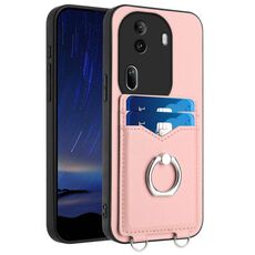 Custodia per telefono con porta carte OPPO Reno11 Pro Global R20 Ring (rosa)