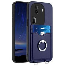 Per OPPO Reno11 Pro Global R20 Custodia per telefono con supporto di carta ad anello (blu)