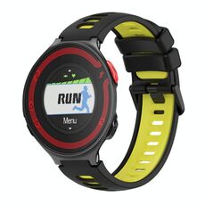 Per cinturino in silicone bicolore Garmin Forerunner 220 (nero + giallo)