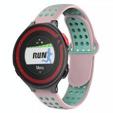 Per Garmin Forerunner 220 cinturino in silicone traspirante perforato bicolore (rosa + verde acqua)