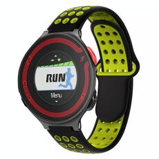 Per Garmin Forerunner 220 cinturino in silicone traspirante perforato bicolore (nero + giallo)