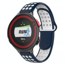 Per Garmin Forerunner 220 cinturino in silicone traspirante perforato bicolore (blu notte + bianco)