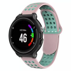 Per Garmin Forerunner 230 cinturino in silicone traspirante perforato bicolore (rosa + verde acqua)