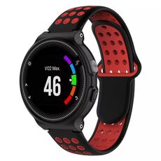Per Garmin Forerunner 230 cinturino in silicone traspirante perforato bicolore (nero + rosso)