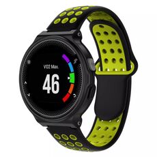 Per Garmin Forerunner 230 cinturino in silicone traspirante perforato bicolore (nero + giallo)