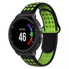 Per Garmin Forerunner 230 cinturino in silicone traspirante perforato bicolore (nero + verde)