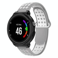 Per Garmin Forerunner 230 cinturino in silicone traspirante perforato bicolore (grigio + bianco)
