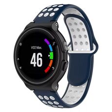 Per Garmin Forerunner 230 cinturino in silicone traspirante perforato bicolore (blu notte + bianco)