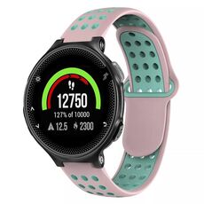 Per Garmin Forerunner 235 cinturino in silicone traspirante perforato bicolore (rosa + verde acqua)