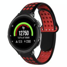 Per Garmin Forerunner 235 cinturino in silicone traspirante perforato bicolore (nero + rosso)