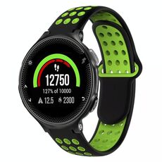 Per Garmin Forerunner 235 cinturino in silicone traspirante perforato bicolore (nero + verde)