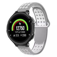Per Garmin Forerunner 235 cinturino in silicone traspirante perforato bicolore (grigio + bianco)