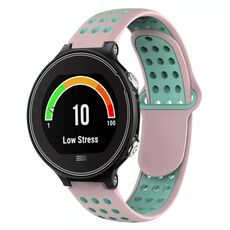 Per Garmin Forerunner 630 cinturino in silicone traspirante perforato bicolore (rosa + verde acqua)