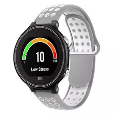 Per Garmin Forerunner 630 cinturino in silicone traspirante perforato bicolore (grigio + bianco)