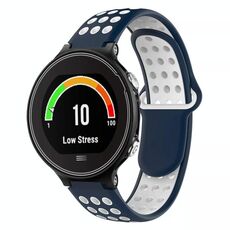 Per Garmin Forerunner 630 cinturino in silicone traspirante perforato bicolore (blu notte + bianco)