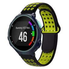 Per Garmin Forerunner 735/735XT Cinturino in silicone traspirante perforato bicolore (nero + giallo)