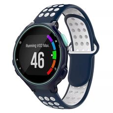 Per Garmin Forerunner 735/735XT Cinturino in silicone traspirante perforato bicolore (blu notte + bianco)