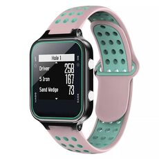 Per Garmin Approach S20 cinturino in silicone traspirante perforato bicolore (rosa + verde acqua)